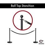 Montour Line Cline Post and Rope Stanchion Set - Elegant Black Design with Sloped Base and Ball Top - Includes (2) Posts