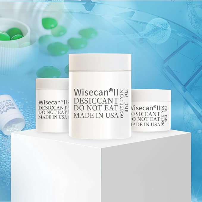 2 Gram 80 Pack Silica Gel Canister, Desiccant Canister, Silica Gel Capsules, Desiccant Capsules, Moisture Absorbers for Food Storage, Food Safe Dehumidifiers Wisecan