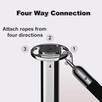 Montour Line Cline Post and Rope Stanchion Set - Black with Sloped Base and Crown Top - Includes (2) Posts