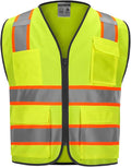 High visibility Class 2 Safety Vest，Hi Vis Vest with 2 inch wide Reflective Strips，Construction vest for men