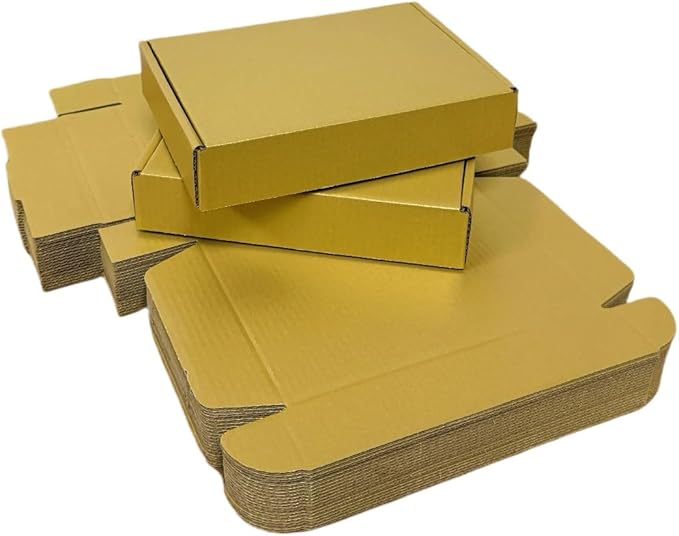 10 Pcs 11.8 x 7.9 x 3.2 inches Corrugated Cardboard Gift Boxes Recyclable Shipping Boxes for Mailing & Holidays, Wedding, Birthday, Gifts Packaging (Gold, 11.8 x 7.9 x 3.2")