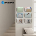 Clear Acrylic Single Pocket, Plastic Hanging Wall Mount File Holder for Office Home (Gray, 2 Pack)