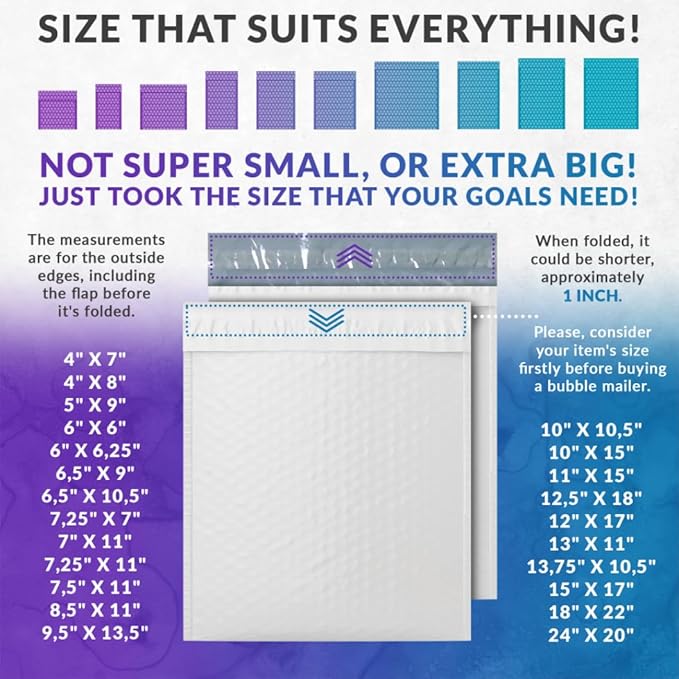 ABC PACK & SUPPLY Poly Bubble Mailers, 14 x 19 Inch. Pack of 50 White Padded Envelopes Self Seal. Tear-Proof Gift Bubble Envelopes. Waterproof Packaging for Small Business. Cushioning Book Mailers
