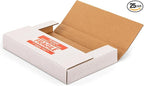 9x6x1.3 inch Mailing Boxes, Multi-Depth CD DVD Corrugated Cardboard Boxes with Fragile Stickers for Shipping, Storing, Package, Business or Home, White, 25 Pack