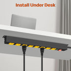 ANNQUAN Metal 8 Outlet Mountable Power Strip with 1200J Surge Protector,Wall Mount Heavy Duty Long Power Strip,Wide Spaced Outlet with Switch,3FT Cord