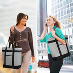 Insulated Reusable Tote Bag for Grocery Shopping for Women/Men, Pizza/Food Delivery Bag to Keep Food Cold/Hot for Professional Catering, Cooler bags for Travel/Beach/Picnic, Grey, 4-Pack