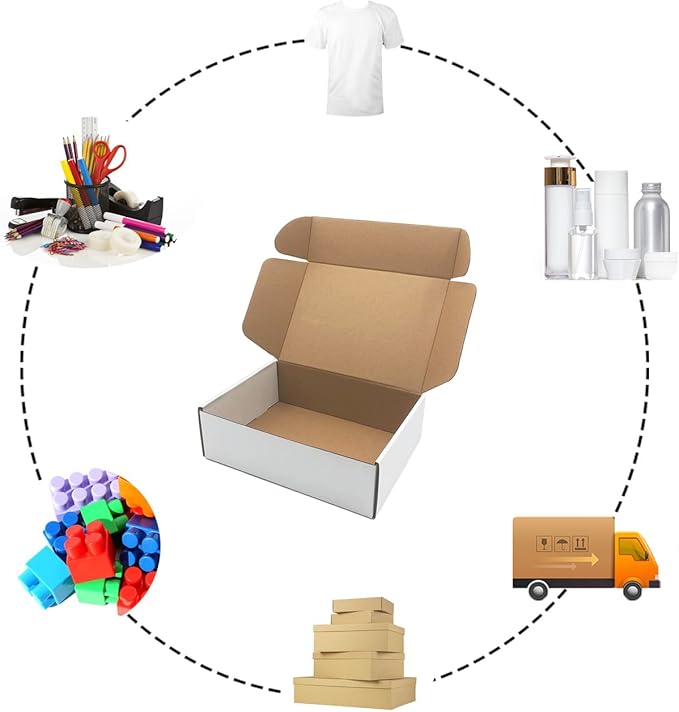10x7x3 inch Shipping Boxes Set of 25，White Corrugated Cardboard Box for Mailing Literature Mailer Small Business Shipping Packing Gifts Digest Size Book Giving Products (10 x7 x 3 Inches)