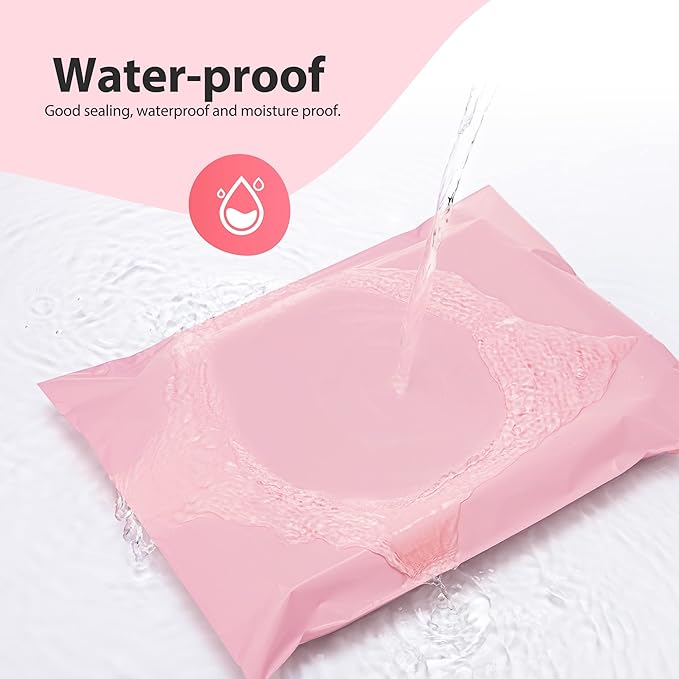 Fuxury Large Poly Mailers 14.5x19'' 100Pc, Waterproof Shipping Bags for Clothing, Strong Adhesive Mailers Poly Bags for Small Business Suppliers, Durable Shipping Envelopes Mailing Bags Light Pink