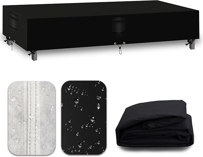 Heavy Duty Patio Furniture Covers Waterproof, 600D Outdoor Furniture Cover Waterproof for Sectional Sofa Couch, Outdoor Dining Table and Chair Set Covers 110''L x 84''W x 28''H, Black