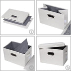 PRANDOM Collapsible Storage Bin with Lid [3-Pack] Fabric Foldable Storage Box Organizer Container Basket Cube with Cover for Home Bedroom Closet Office Beige(15.3x10x9.7)