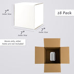 Frametory 7x7x7 Pack of 28 Corrugated Cardboard Packing Shipping Mailing Moving Carton Boxes, White
