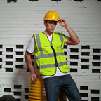 10 Pack Safety Vest Custom Logo Class2 High Visibility Reflective Vest with 5 Pockets Construction Security Work Vest ANSI/ISEA Standards（Yellow，4XL ）