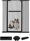 Lumizone Extra Tall Pet Gate 55.12" High Pressure Mounted 50.79"-55.11" Extra Wide (9 Sizes) 1.37" Gap for Cat Dog Stairs Doorway Hallway No Drilling Auto-Close (50.79"-55.11" W, Black)