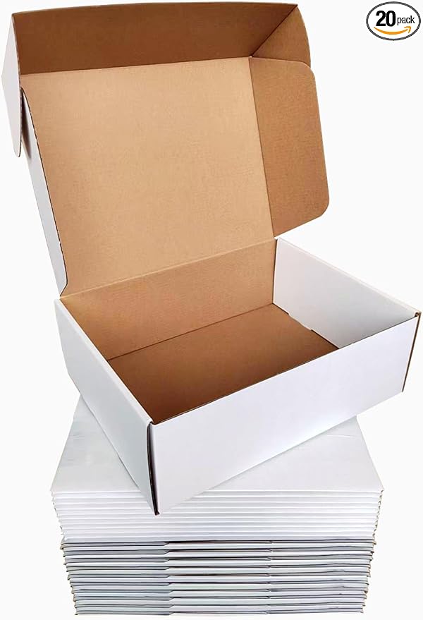 Shipping Boxes Corrugated Cardboard Mailer Boxes Literature Mailer for Packaging Small Business Craft Gifts Giving Products (White, 12x9x4)