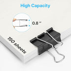 OWLKELA 1.6 Inch (64 Pack) Large Binder Clips, Black Paper Clamps for Office, School, and Home Supplies