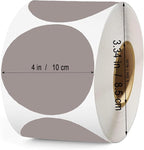 4 Inch Large Gray Circle Thermal Labels, Self-Adhesive Round Inventory Stickers, Multi-Purpose Round Roll Thermal Printing Stickers for Business and Domestic Use-300 Labels/Roll