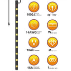 10 Outlet Surge Protector, Long Metal Wide Spaced Garage Industrial Power Strip, Heavy Duty with 6 FT Cord, 15A, 125V, 1875W, 2700 Joules, 2Pack, SGS Listed