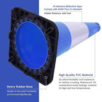 Fluorescent Orange/Green PVC Traffic Cones, Heavy Black Base Parking Lot Cone Structurally Stable Weatherproof Road Construction Safety Cones (4, Blue, 18" Medium)