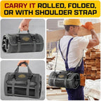 The Ryker Bag Customized Black Pro Tool Roll - Heavy-Duty Canvas Roll-Up Tool Organizer w/detachable pouches for Bolts, Sockets & Small Power Tools for Electricians, Plumbers, HVAC Techs & DIY