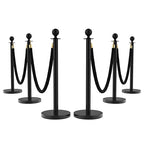 6Pcs Stanchions and Velvet Ropes, Black Stanchions with Retractable Belts, Crowd Control Barriers with Hollow Base, Red Carpet Ropes and Posts for Event & Party Supplies