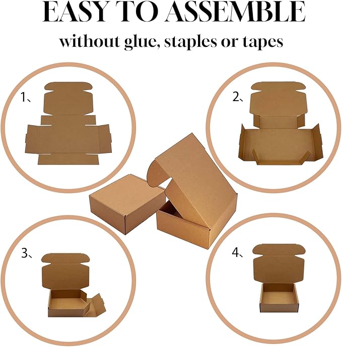Shipping Boxes 8x5x2 inch 50 Pack,Brown Corrugated Boxes Mailer Packaging for Mailing Small Business，E-Commerce Gift Boxes for Wrapping Present Moving Storage Heavy Duty Recycled Cardboard Boxes