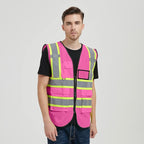 Safety Vest Customize Logo with 5 Pockets & Zipper Reflective High Visibility Vest Class 2 Outdoor Workwear