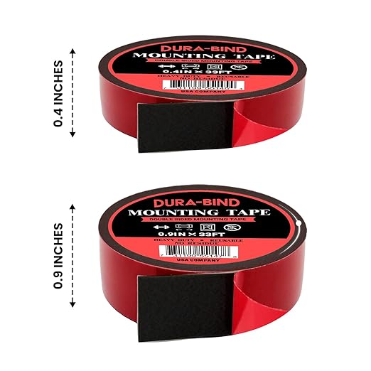 Heavy Duty Mounting Tape, Double Sided VHB Foam Tape; for LED Light Strips, Car Tape, Decor and More. Waterproof, Extra Long Roll 33ft, Black (0.95)