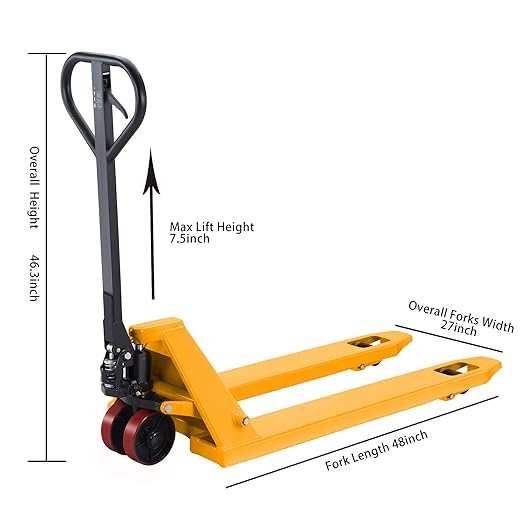 Tory Carrier Strong Manual Pallet Jack Hand Pallet Truck 48" Lx27“W 6600lbs Capacity