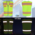 TCCFCCT Safety Vest for Men Women with Pockets High Visibility Reflective Vest for Safety, Work Vest with Fluorescent Orange Extend Edge, Meets ANSI/ISEA Standards, Yellow, L