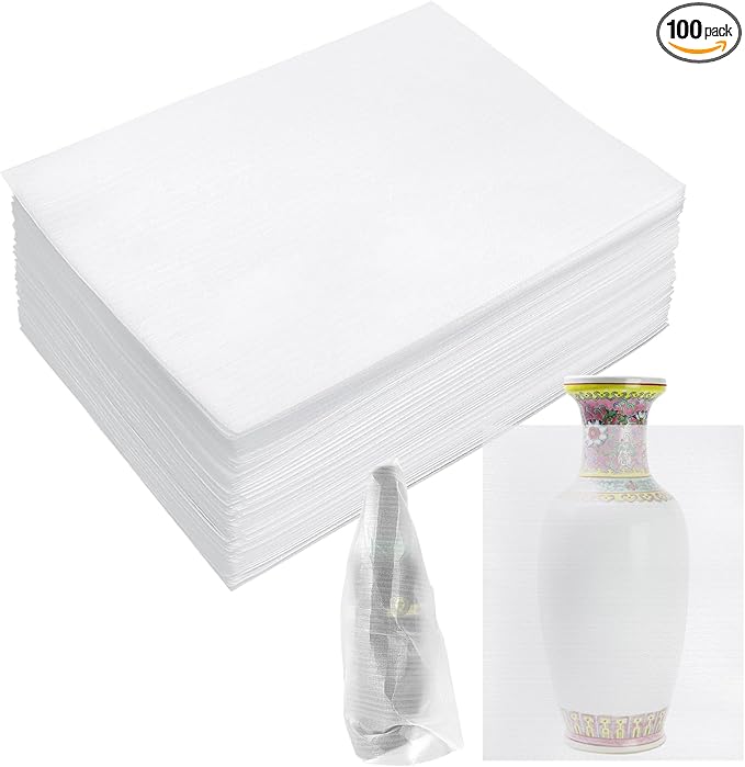 100Pack Foam Pouches,12" X 16" Dish Packing Foam Cushion Foam for Packing Dishes and glasses Moving Foam Wrap Pouches Packing Supplies for Moving