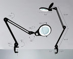 Neatfi 1,200 Lumens Super LED Magnifying Lamp with Clamp, Dimmable, Includes Microfiber Cleaning Cloth, 5 Inch Diameter Lens for Reading, Sewing, Crafting (Black, 8 Diopter)