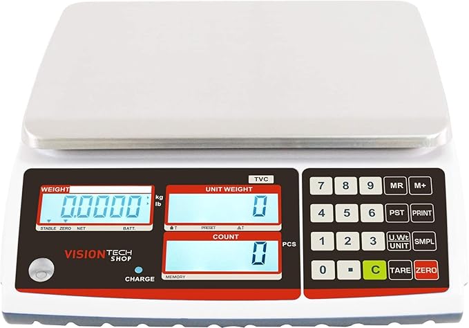 VisionTechShop TVC-12 Counting Scale for Parts and Coins, Lb/Kg Switchable, 12lb Capacity, 0.0005lb Readability