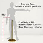 Montour Line Cline Post and Rope Stanchion, Sloped Base, (Polished Stainless Steel Post, Flat Top)