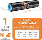 ADAYM 18" x 1500' Stretch/Shrink Wrap Roll - Plastic Wrap for Moving, Heavy Duty 80 Gauge, 600% Stretch for Packing, Pallets, Shipping&Furniture Protection with Handles