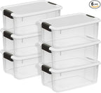 Sterilite 6-Pack Ultra Latching Box, Storage Bins with Lids, Clear Plastic, 18 Quart - Heavy-Duty Organizing Containers for Closet, Bathroom, and Office