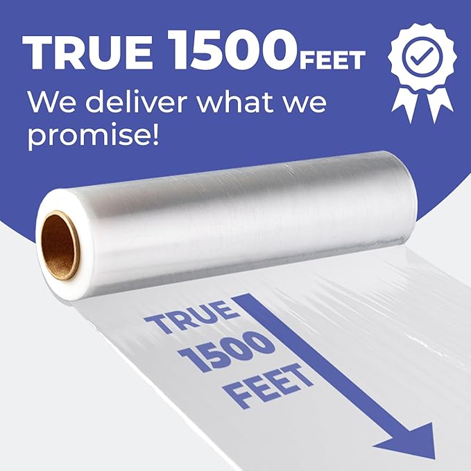 Rosmonde 128 Pack Bulk Plastic Wrap, 18" x 1500 ft Shrink Wrap for High Volume Daily Shipping, 80 Gauge Thick Pallet Wrap for Warehouse & Moving Companies, Bulk Stretch Wrap Roll for Pallet Wrapping