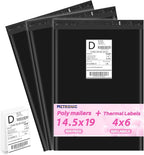 Metronic Poly mailers 14.5x19'' 500pcs with 4x6 Thermal Labels 500 Labels Bulk, Strong Adhensive Shipping Bags for Clothing,Waterproof Shipping Envelopes Mailing Bags for Small Business,Black