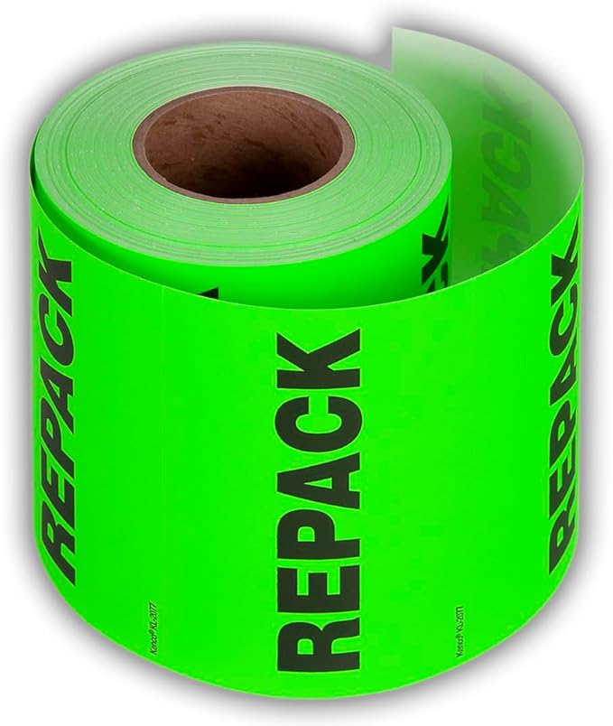 Kenco 3" X 5" Repack Fluorescent Shipping Label Stickers for Shipping and Packing - 500 Adhesive Labels Per Roll (5 Pack)