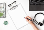 Hongri Plastic Clipboard with Pen Holder, Clear 8.5x11 Letter Size Clip Board for Classroom, Office, Students, Nurses and Women, Low Profile Clip, Size 12.5 x 9 in(Pack of 2)