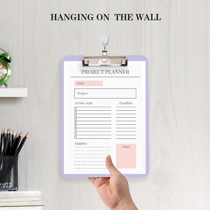 2 PCS Purple Clipboard with Pen Holder,Standard A4 Letter Size,Nursing Clip Boards 8.5x11 Heavy Duty,Low Profile Clipboards for Women Kids Teacher,School Office Home