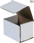 Secure Seal Shipping Boxes - 4x3x3" Mailers - White Foldable Corrugated Cardboard Packaging for Mailing, Moving, Storage, and Organizing - Strong Lightweight Foldable (Bulk 100 Pack)