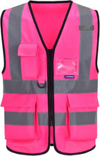A-SAFETY Pink Safety Vests for Women,Working Safety Vest with Reflective Strips,XXL