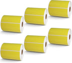 BETCKEY - 4" x 2" Barcode Shipping & Multipurpose Labels Compatible with Zebra & Rollo Label Printer,Premium Adhesive & Perforated[Yellow, 6 Rolls, 4500 Labels]