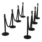 8Pcs Stanchions and Velvet Ropes, Black Stanchions with Retractable Belts, Crowd Control Barriers with Hollow Base, Red Carpet Ropes and Posts for Event & Party Supplies