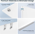 MaxGear Glass White Board 72x48 Inches Brilliance White Magnetic Dry Erase Board Wall Mounted Whiteboard, Large Frameless Whiteboard with 1 Eraser,3 Markers and 6 Magnets for Office, School, Home