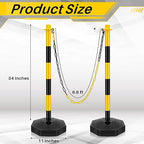 Konohan 2 Sets 34 Inch Parking Cone Delineators Post Traffic Cone Plastic Stanchion Set Stands Parking Barrier with Base 6.6 ft Chain S Hooks Reflective Collar (Yellow,Black)