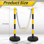 Konohan 6 Sets 34 Inch Parking Cone Delineators Post Traffic Cone Plastic Stanchion Set Stands Parking Barrier with Base 6.6 ft Chain S Hooks Reflective Collar (Yellow,Black)