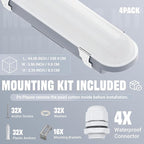 JTT 8FT LED Vapor Tight Light 120/100/80W Tunable, 18000lm LED Vapor Proof Lighting Fixture IP66, 5000K/4000K/3000K Outdoor Shop Light Waterproof for Parking Garage Car Wash Warehouse ETL Listed