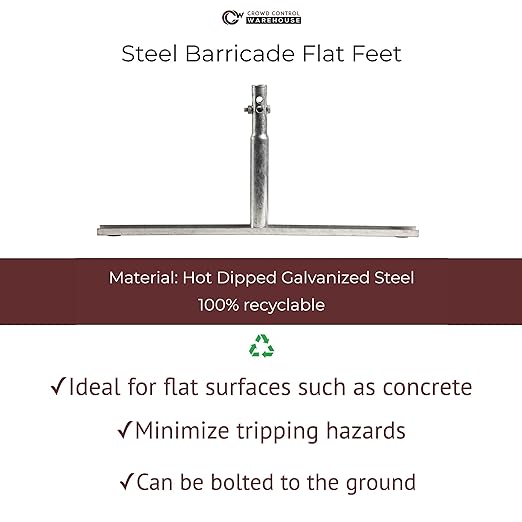 Angry Bull Barricades Heavy Duty Crowd Control Metal Interlocking Barricade with Flat No-Trip Feet - 8.5 Ft. (Safety Orange) (10 Pack)