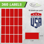 Royal Green Rectangular Color Coding Stickers 1.57inch x 0.75 inch Rectangle Label in 18 Assorted Colored Tags Labels for Kids(40mm x 19) 360 Pack